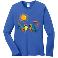 Parrots Ing Margarita On Summer Vintage Group Bird Gift Ladies Long Sleeve Shirt