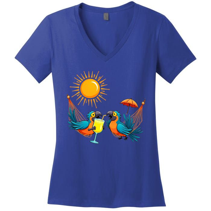 Parrots Ing Margarita On Summer Vintage Group Bird Gift Women's V-Neck T-Shirt