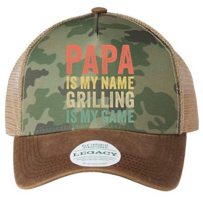 Papa Is My Name Grilling Is My Game Bbq Dad Father's Day Gift Legacy Tie Dye Trucker Hat