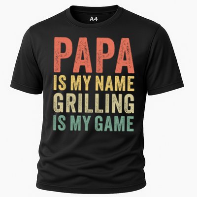 Papa Is My Name Grilling Is My Game Bbq Dad Father's Day Gift Performance Shirt