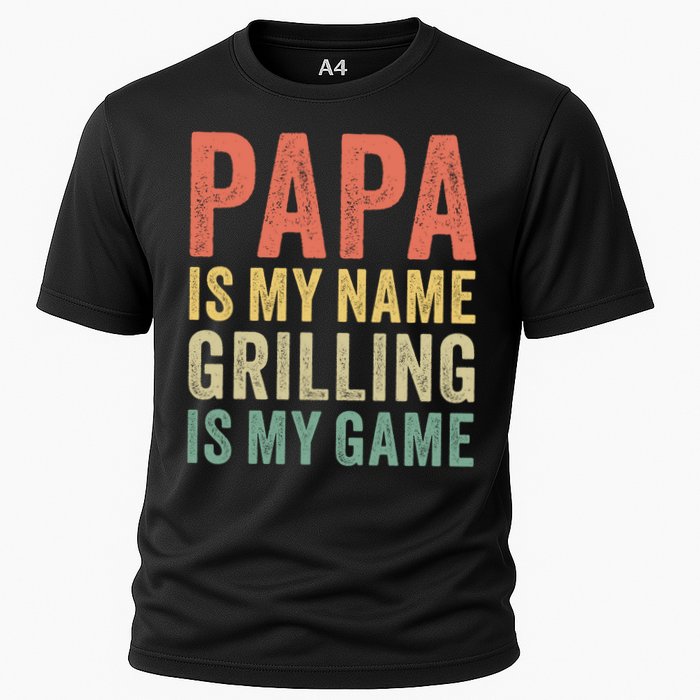 Papa Is My Name Grilling Is My Game Bbq Dad Father's Day Gift Performance Shirt
