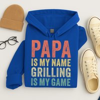 Papa Is My Name Grilling Is My Game Bbq Dad Father's Day Gift Hoodie
