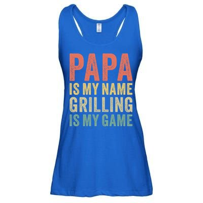 Papa Is My Name Grilling Is My Game Bbq Dad Father's Day Gift Ladies Essential Flowy Tank