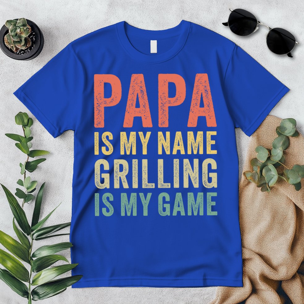 Papa Is My Name Grilling Is My Game Bbq Dad Father's Day Gift Premium T-Shirt