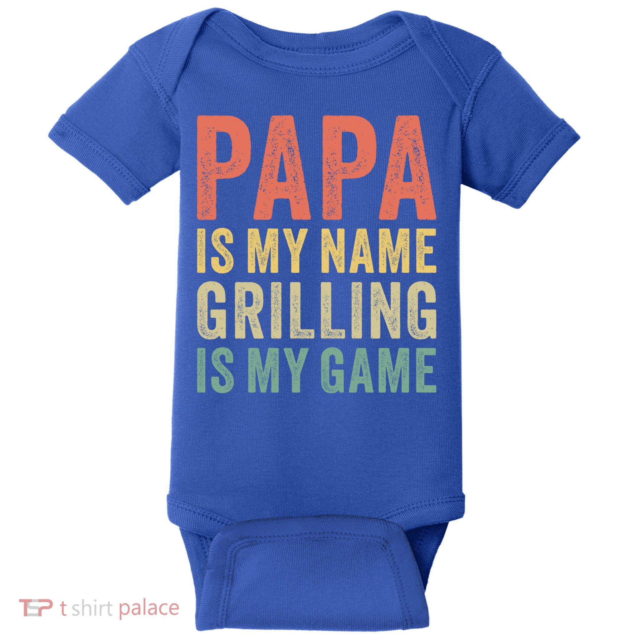 Papa Is My Name Grilling Is My Game Bbq Dad Father's Day Gift Baby Bodysuit