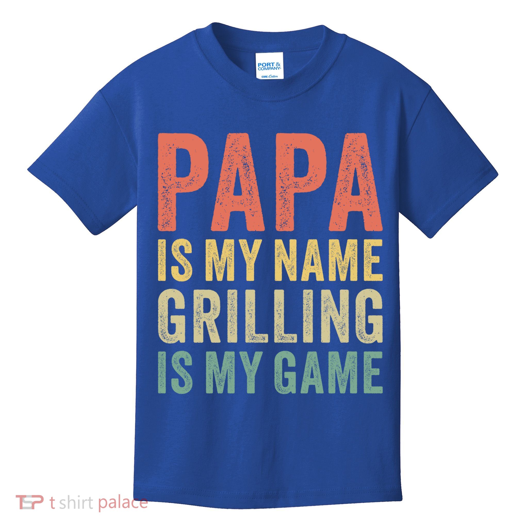 Papa Is My Name Grilling Is My Game Bbq Dad Father's Day Gift Kids T-Shirt