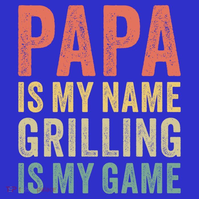 Papa Is My Name Grilling Is My Game Bbq Dad Father's Day Gift Kids T-Shirt