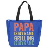 Papa Is My Name Grilling Is My Game Bbq Dad Father's Day Gift Zip Tote Bag