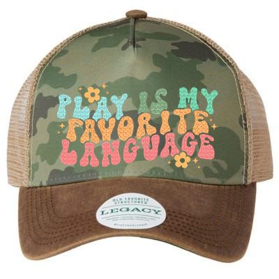 Play Is My Favorite Language Slp Medical Flowers Retro Wavy Legacy Tie Dye Trucker Hat