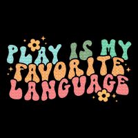 Play Is My Favorite Language Slp Medical Flowers Retro Wavy Stripe Pom Pom Beanie