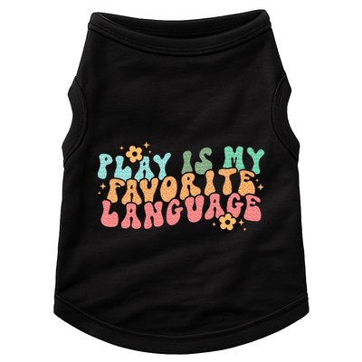 Play Is My Favorite Language Slp Medical Flowers Retro Wavy Doggie Tank