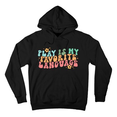 Play Is My Favorite Language Slp Medical Flowers Retro Wavy Hoodie