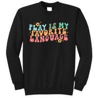 Play Is My Favorite Language Slp Medical Flowers Retro Wavy Sweatshirt