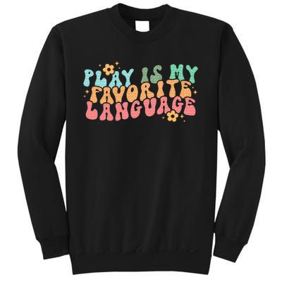 Play Is My Favorite Language Slp Medical Flowers Retro Wavy Sweatshirt