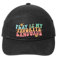 Play Is My Favorite Language Slp Medical Flowers Retro Wavy 7-Panel Snapback Hat