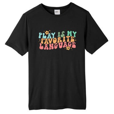 Play Is My Favorite Language Slp Medical Flowers Retro Wavy Tall Fusion ChromaSoft Performance T-Shirt