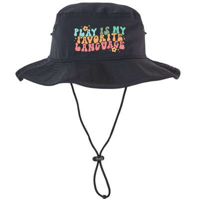 Play Is My Favorite Language Slp Medical Flowers Retro Wavy Bucket Hat