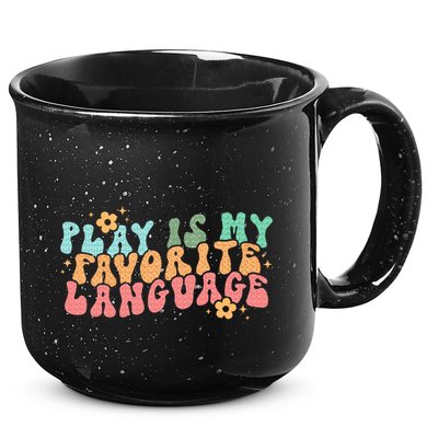 Play Is My Favorite Language Slp Medical Flowers Retro Wavy 15oz Campfire Ceramic Mug
