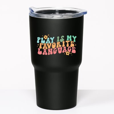Play Is My Favorite Language Slp Medical Flowers Retro Wavy Tumbler