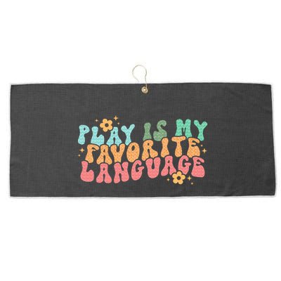 Play Is My Favorite Language Slp Medical Flowers Retro Wavy Large Microfiber Waffle Golf Towel
