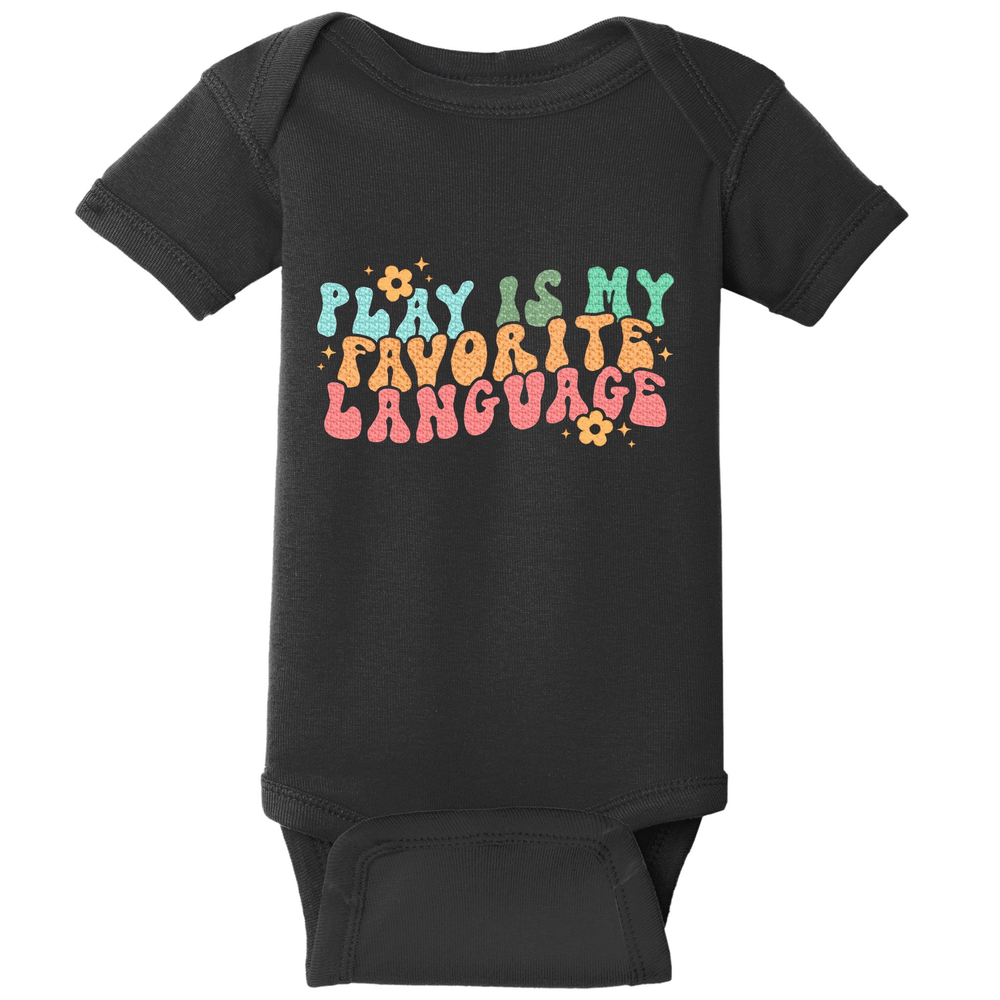 Play Is My Favorite Language Slp Medical Flowers Retro Wavy Baby Bodysuit