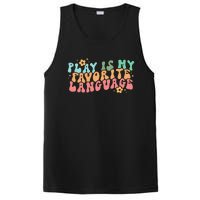 Play Is My Favorite Language Slp Medical Flowers Retro Wavy PosiCharge Competitor Tank