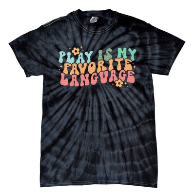 Play Is My Favorite Language Slp Medical Flowers Retro Wavy Tie-Dye T-Shirt