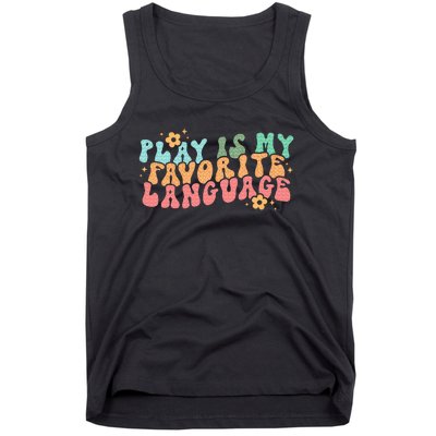 Play Is My Favorite Language Slp Medical Flowers Retro Wavy Tank Top