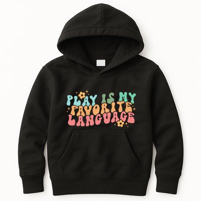 Play Is My Favorite Language Slp Medical Flowers Retro Wavy Kids Hoodie