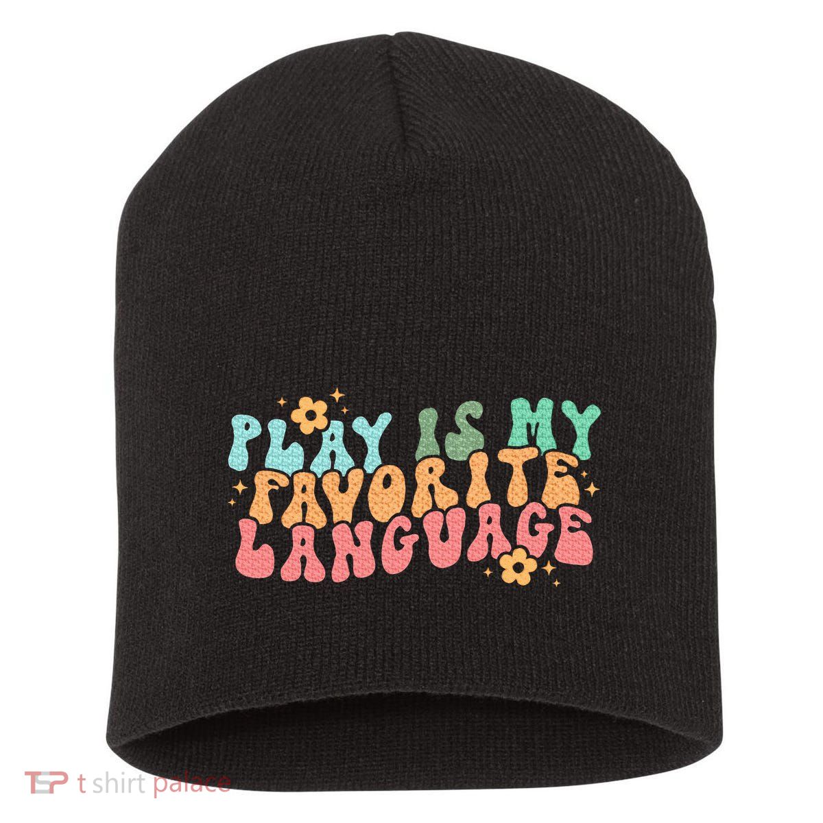 Play Is My Favorite Language Slp Medical Flowers Retro Wavy Short Acrylic Beanie