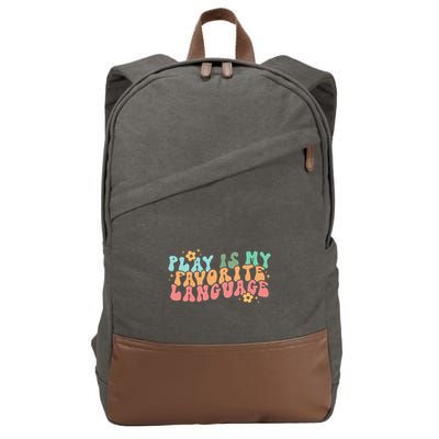 Play Is My Favorite Language Slp Medical Flowers Retro Wavy Cotton Canvas Backpack