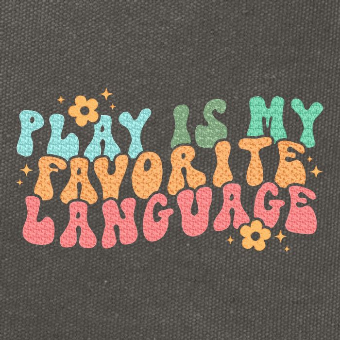 Play Is My Favorite Language Slp Medical Flowers Retro Wavy Cotton Canvas Backpack
