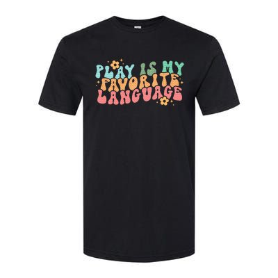 Play Is My Favorite Language Slp Medical Flowers Retro Wavy Softstyle® CVC T-Shirt