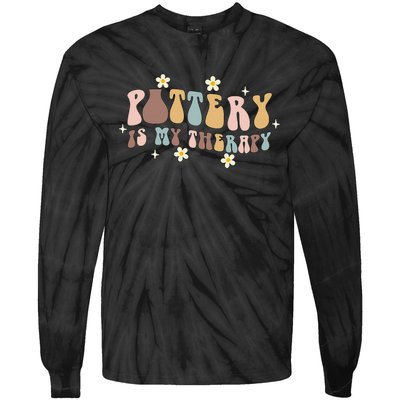 Pottery Is My Therapy Ceramic Pottery Artist Art Lover Maker Tie-Dye Long Sleeve Shirt