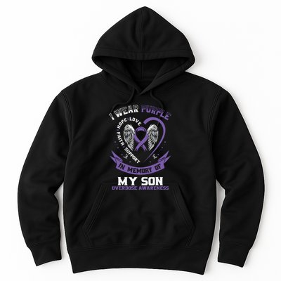 Purple In Memory Of My Son Drug Overdose Awareness Ribbon Hoodie