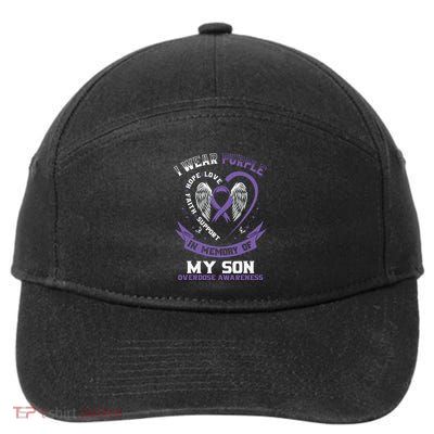 Purple In Memory Of My Son Drug Overdose Awareness Ribbon 7-Panel Snapback Hat