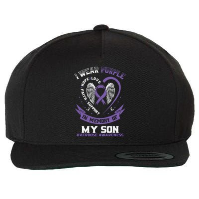 Purple In Memory Of My Son Drug Overdose Awareness Ribbon Wool Snapback Cap