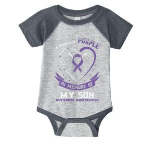 Purple In Memory Of My Son Drug Overdose Awareness Ribbon Infant Baby Jersey Bodysuit