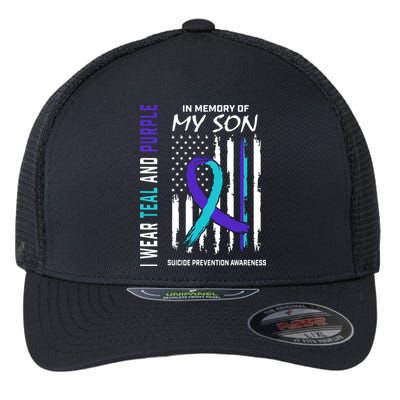 Parents In Memory Of Son Suicide Awareness Prevention Flag Flexfit Unipanel Trucker Cap