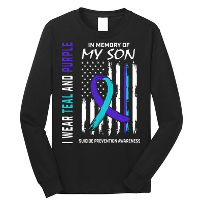Parents In Memory Of Son Suicide Awareness Prevention Flag Long Sleeve Shirt