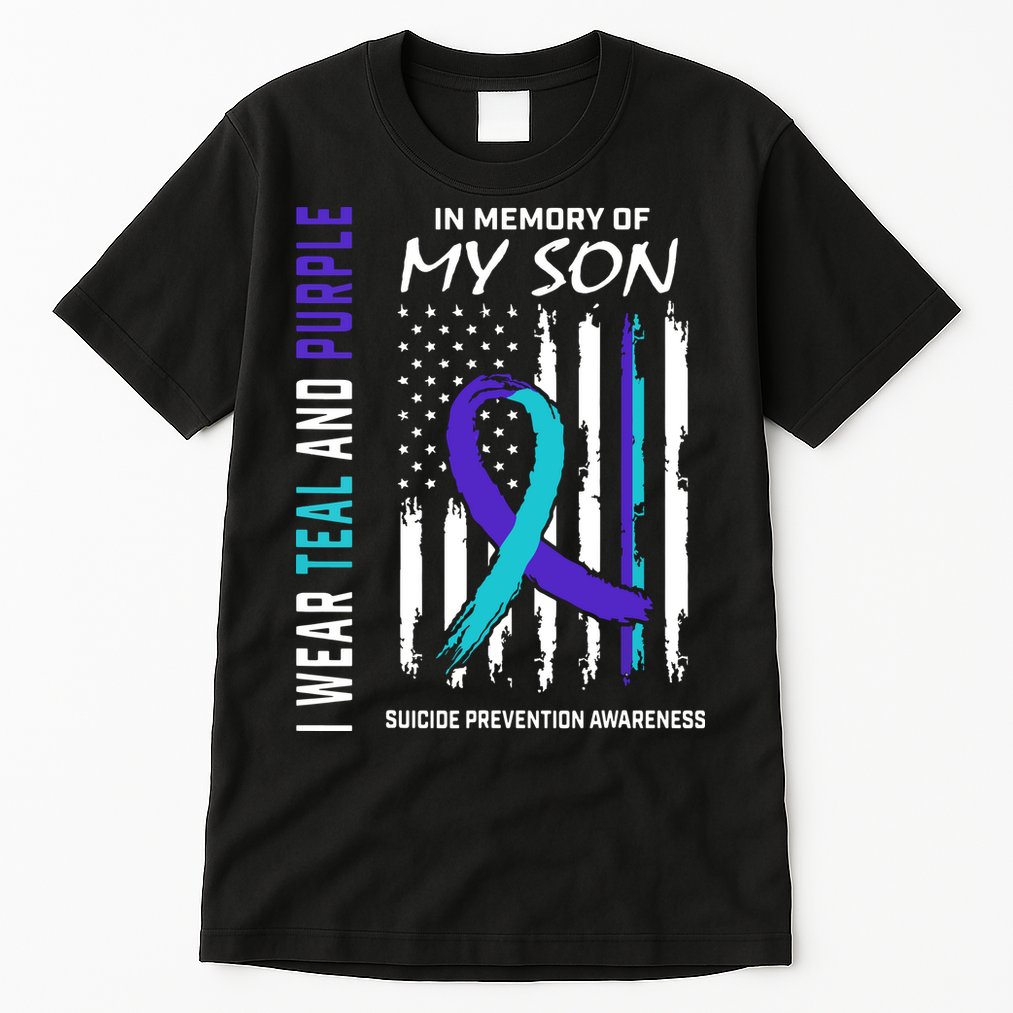 Parents In Memory Of Son Suicide Awareness Prevention Flag Tall T-Shirt
