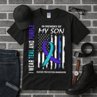 Parents In Memory Of Son Suicide Awareness Prevention Flag Tall T-Shirt