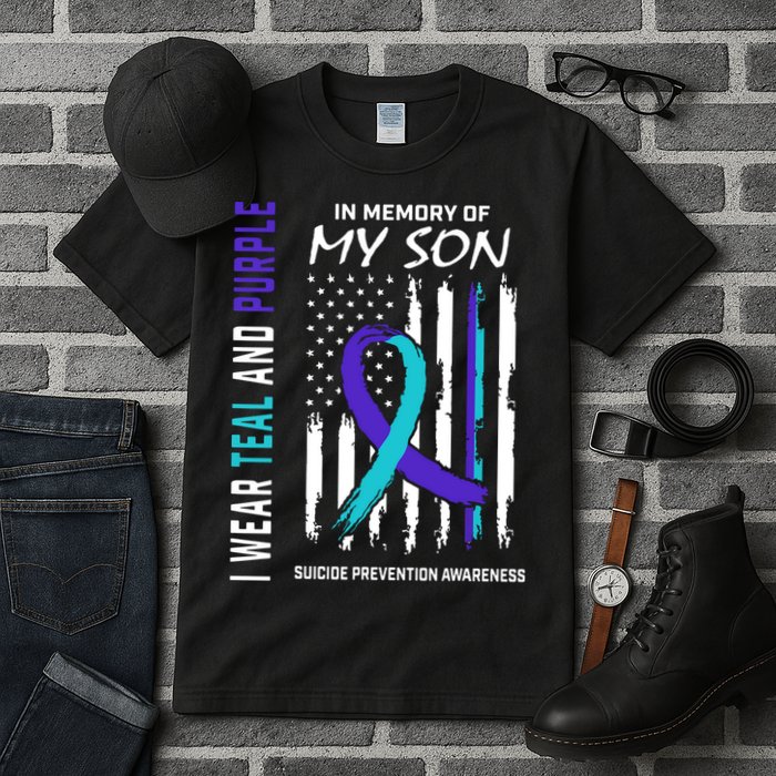 Parents In Memory Of Son Suicide Awareness Prevention Flag Tall T-Shirt