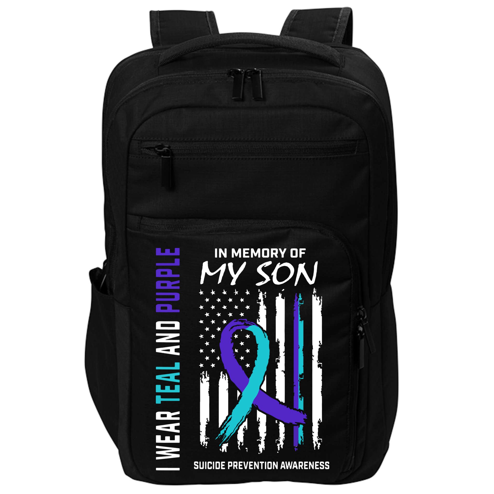 Parents In Memory Of Son Suicide Awareness Prevention Flag Impact Tech Backpack