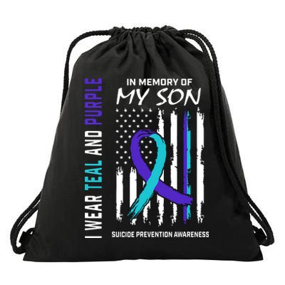 Parents In Memory Of Son Suicide Awareness Prevention Flag Drawstring Bag