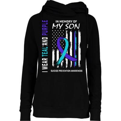 Parents In Memory Of Son Suicide Awareness Prevention Flag Womens Funnel Neck Pullover Hood