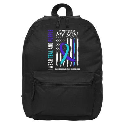 Parents In Memory Of Son Suicide Awareness Prevention Flag 16 in Basic Backpack