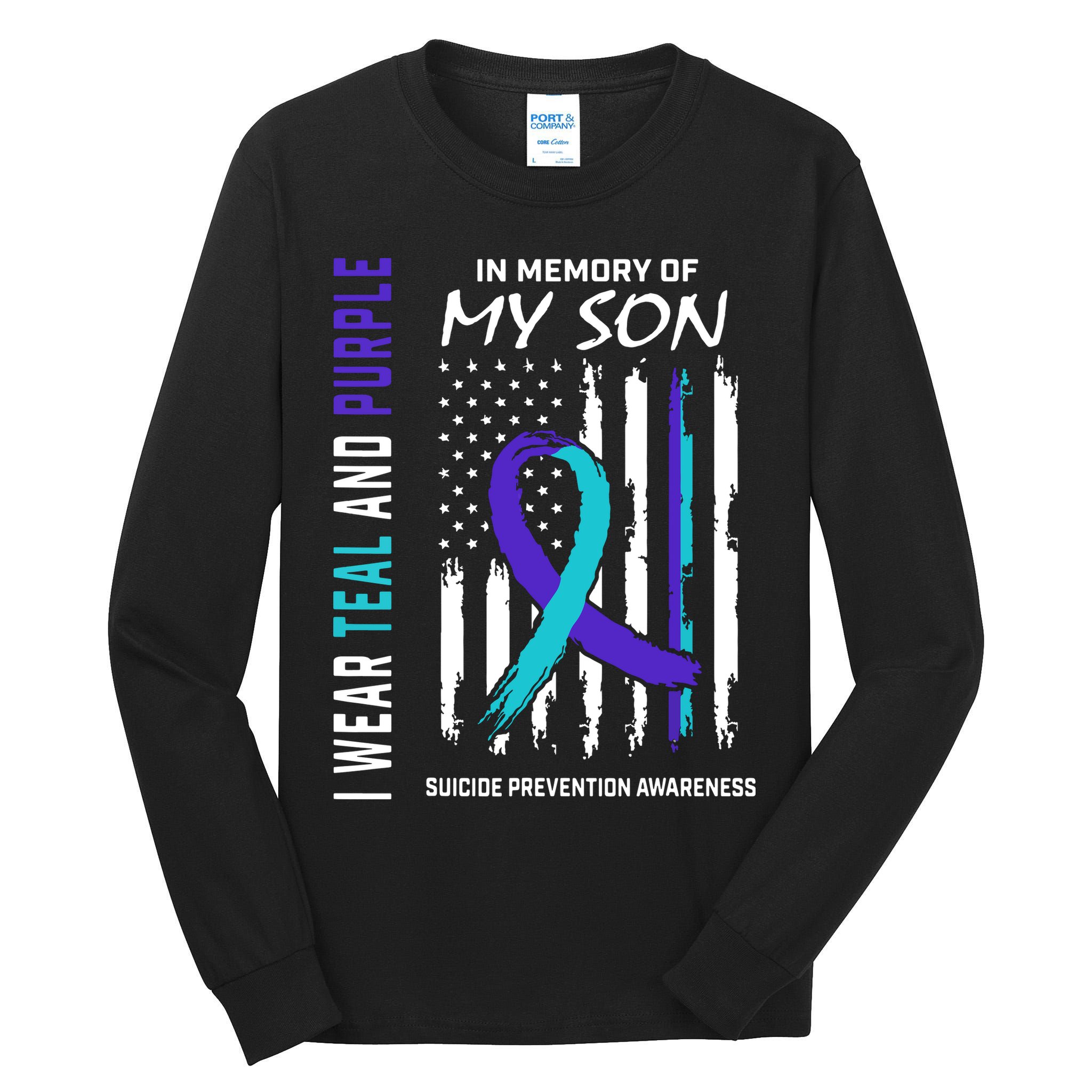 Parents In Memory Of Son Suicide Awareness Prevention Flag Tall Long Sleeve T-Shirt
