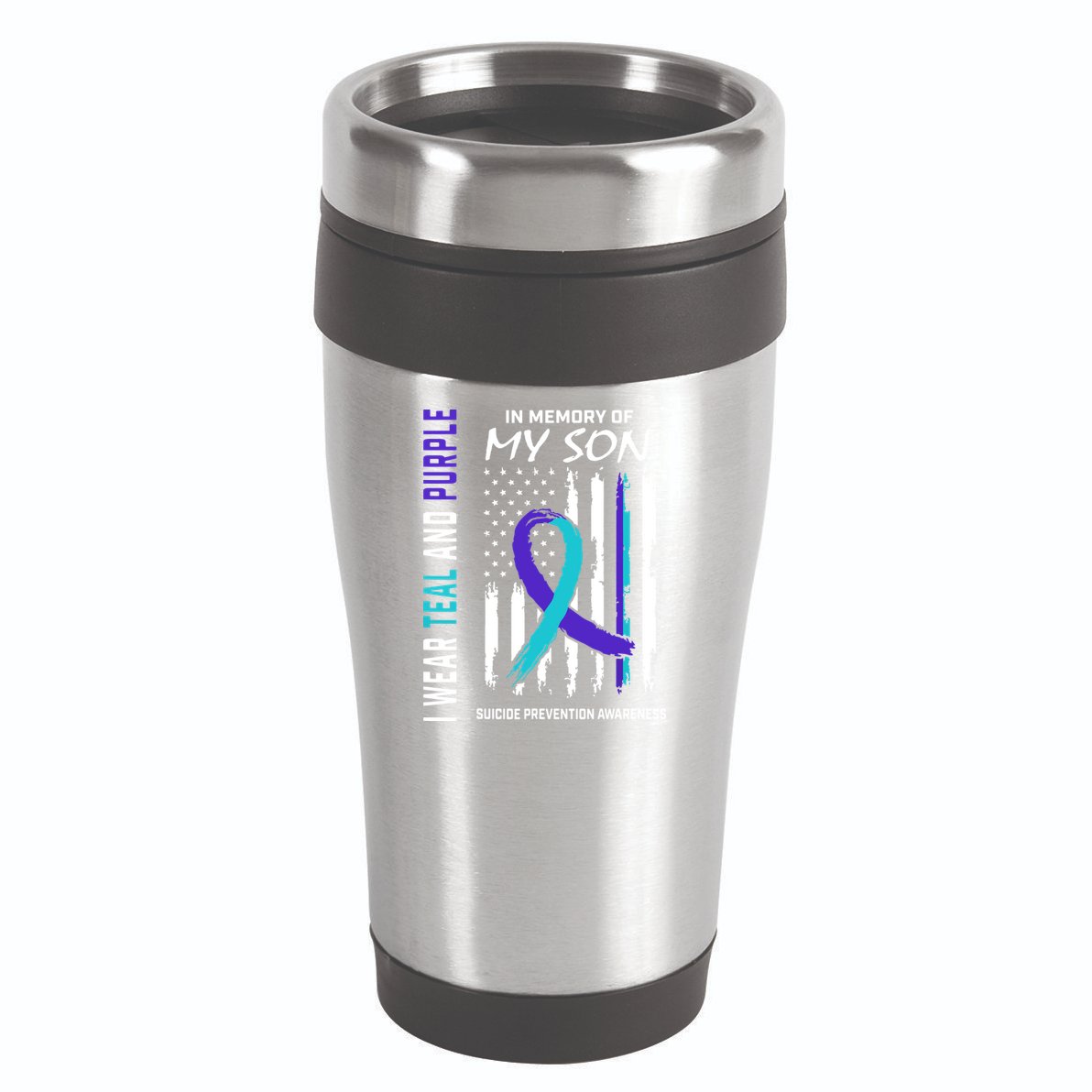 Parents In Memory Of Son Suicide Awareness Prevention Flag 16oz Travel Tumbler