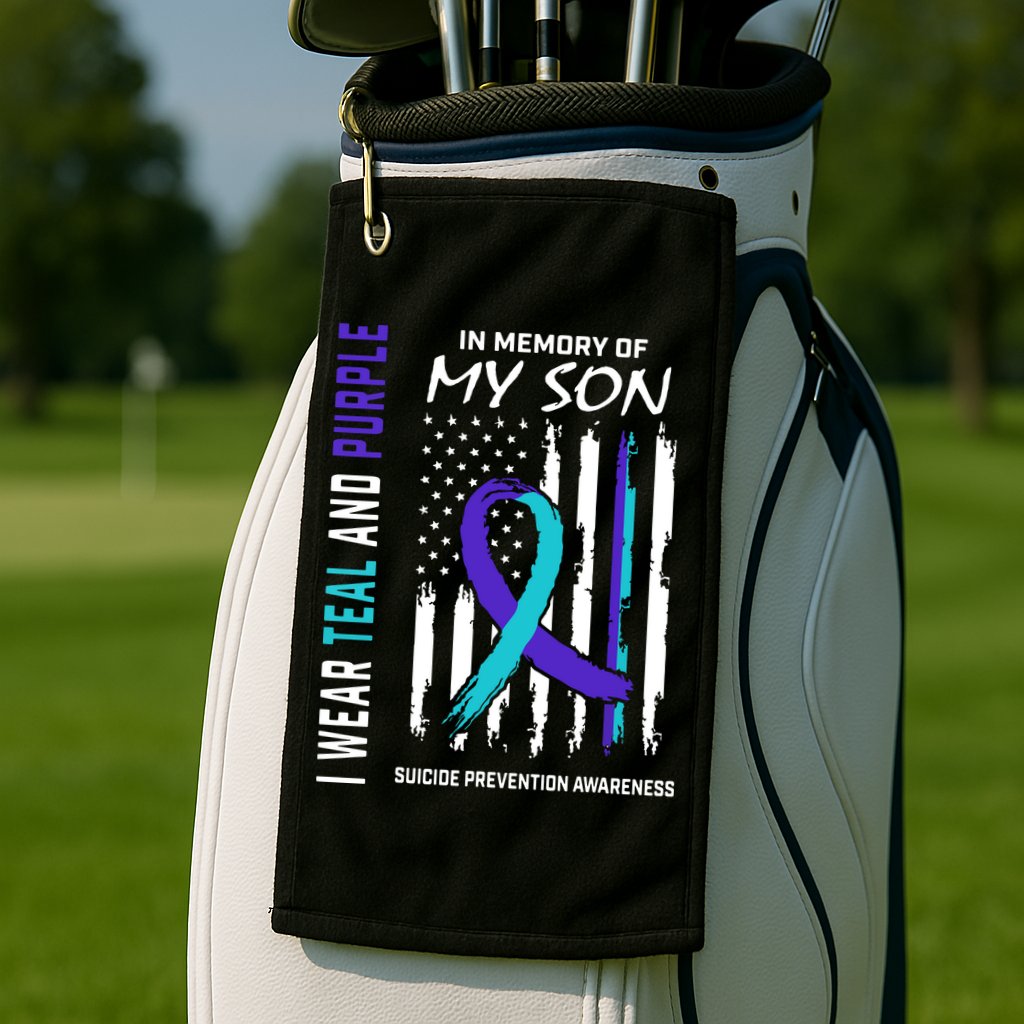 Parents In Memory Of Son Suicide Awareness Prevention Flag Golf Towel